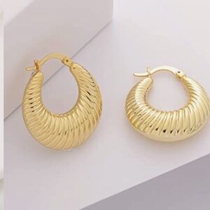Earrings for Women 18k gold plated Thick Vintage Twisted Hoop Earrings Oval 6mm